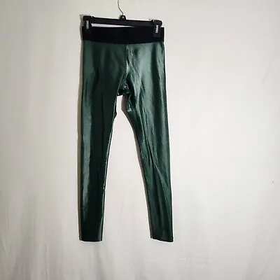 NOLI Womens Leather Leggings S Green Metallic Stretch Pull On Jeggings • $24.26