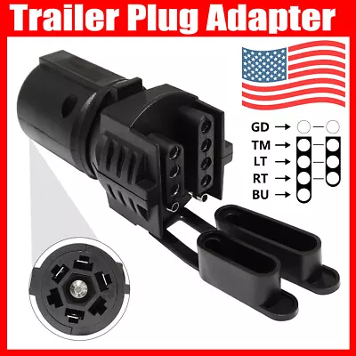 7 Pin Round To 4 Pin 5 Pin Flat Blade Trailer Plug Adapter Car RV Tow Connector  • $8.65