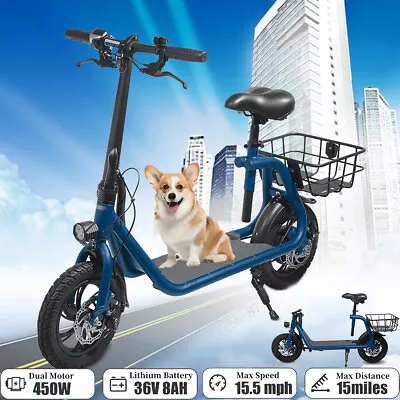 450W Sports Electric Scooter With Seat Electric Moped Adult E-bike For Commuter  • $338.99