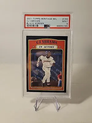 2021 Topps Heritage M/L #184  In Action Black Border #07/50 CJ Abrams PSA 9 • $30