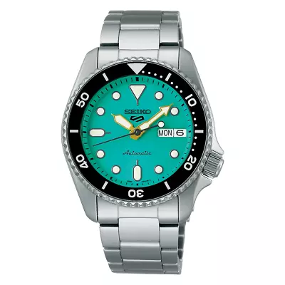 SEIKO 5 SRPK33 Steel Case Teal Dial W Bracelet DayDate 38mm Automatic Watch $325 • $208.88