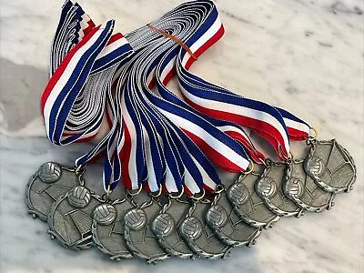 Lot 11 Volleyball Medal Medallion Awards On Neck Ribbons NEW Interra Runner Up • $4.99