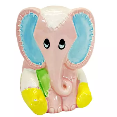 Vintage Ceramic Pastel Quilted Elephant Piggy  Bank Japan Nursery  • $21.95