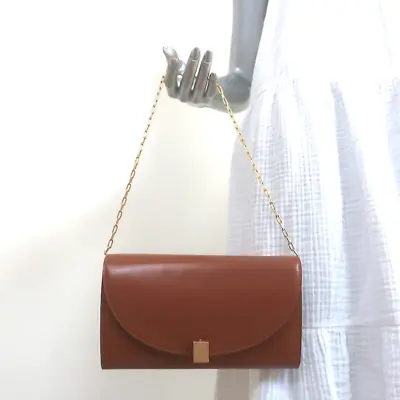 Victoria Beckham Half Moon Wallet On Chain Brown Leather Small Shoulder Bag • $499