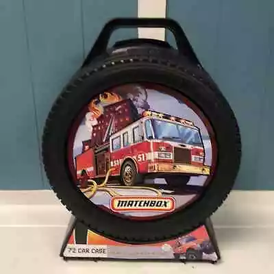 Matchbox 72 Car Diecast Carry Case Black Tire Shape Fire Truck Toy Storage • $62