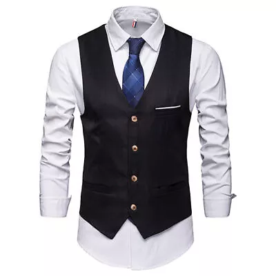 Men Waistcoat For Wedding Waiters Bar Staff Vest Top Waist Coats Fancy Dress New • £8.47