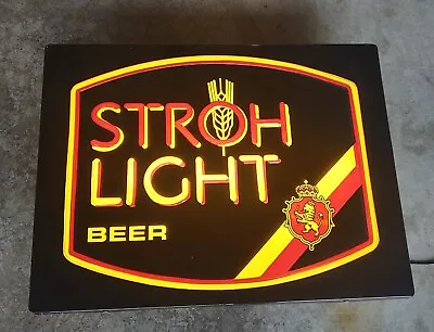 Vintage STROH'S LIGHT BEER Lighted Bar Sign With RAISED LETTERS   20.5  X 16 X 5 • $27.95