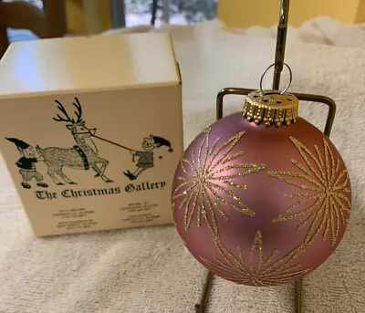 Vintage 4” Pink Blown Glass Christmas Ornament Ball W/Glitter Flocking~Germany • $5