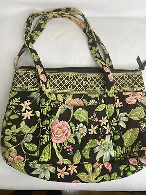 Vera Bradley VIntage USA Shoulder Purse Bag Floral Large Zipper Black PInk • $20