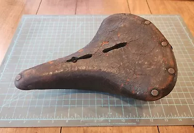 Vtg Brooks Gents Model B66 Leather Riveted Saddle Bicycle Seat Great Britain JJ • $67.50