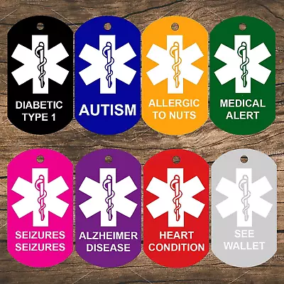 Medical Alert ID Tags | Personalized Front And Back | Medical Tags (Set Of 2} • $7.95