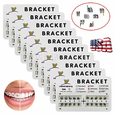 Dental Orthodontic Metal Brackets Mini Roth/MBT Slot.022 3/345 Hooks USA • $39.98