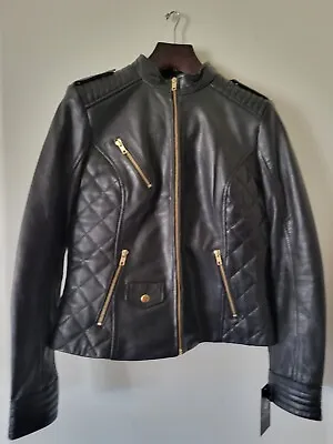 Whet Blu Madelin Women's 100% Leather Moto Black Jacket Size L Style #WBL1725. • $99