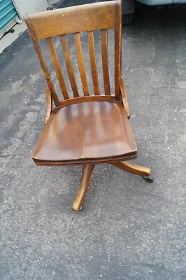 Antique Wood Swivel Desk Chair Office Chair Vintage Chair Solid Wood  • $450