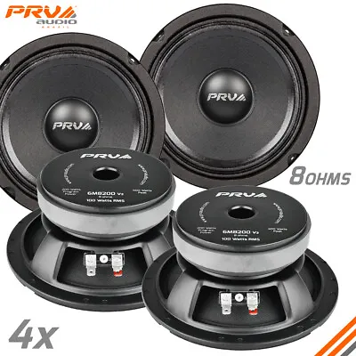 4x PRV Audio 6MB200 6.5  Car Speakers 8 Ohms 200 Watts LOUD PRO Audio Midbass • $119.64