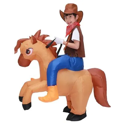 Kids Child Inflatable Horse Costume Girls Boys Cowboy Ride Horse Funny Disfraces • $32.98