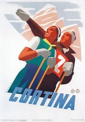 84368 Vintage 1930 Italian Italy Cortina Ski Skiing Decor Wall Print Poster • $45.95