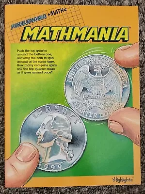 Puzzlemania + Math = Mathmania Highlights 1999 Highlights For Children Paperback • $7.46