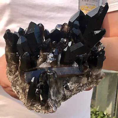 5.14lb Natural Black QUARTZ Crystal Cluster Mineral Specimen Collection  Healing • $31