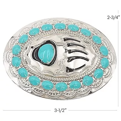 Mens Bear Claw Metal Belt Buckle Turquoise Western Native American Design • $10