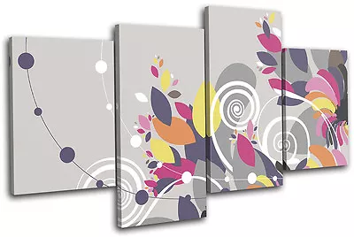 Floral Swirls Vector  Abstract MULTI CANVAS WALL ART Picture Print VA • $109.99