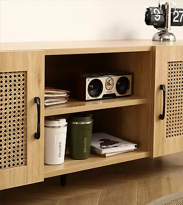 Oak TV Rattan Storage Cabinet - Perfect For Family Room 51.2  • $181.11