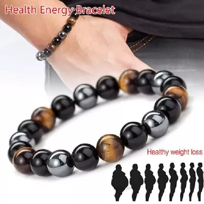 Magnetic Hematite Bracelets Tiger Eye Stone Bead Bracelet Women Men Weight Loss • $3.34