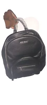 Jack Wills Zip Faux Leather Black Backpack Bag New With Tags Rrp £50 • £49.99