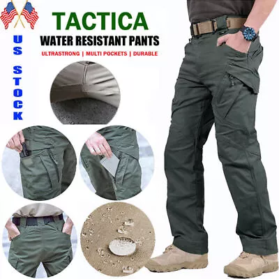 Men's Work Cargo Pants Tactical Combat Pants Outdoor Hiking Waterproof Trousers • $21.99