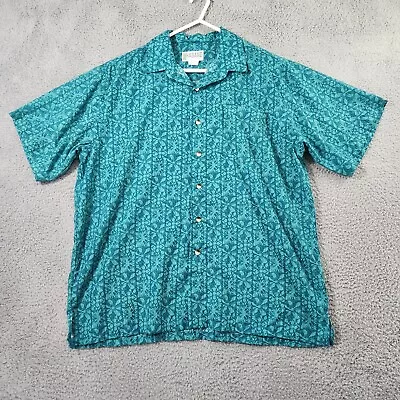 Haband Shirt Mens Extra Large Green Floral Button Up Short Sleeves • $7.25