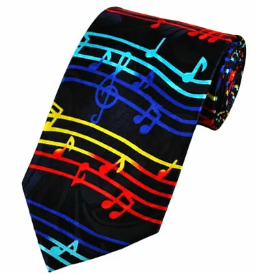 £13.99 • Buy THE TIE STUDIO - Colorful Music On Wave, Musical Notes Men's Luxury Novelty Tie