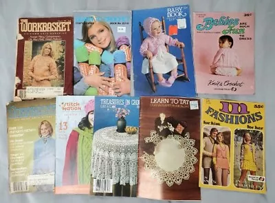 Lot Of 9 Vintage Knitting Crochet And Tatting Craft Booklets Arts & Crafts Books • $10