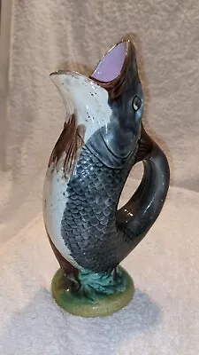 Antique Majolica Gurgle Fish Pitcher 8 Inches Tall. • $149.99