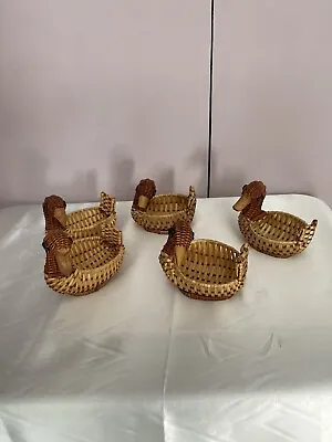 £24.97 • Buy Vintage 5 X Small Wicker Duck Egg Baskets 