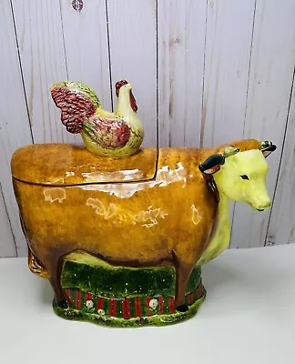 Rare Susan Winget Certified International Cow +Chicken LRG Collectors Cookie Jar • $249