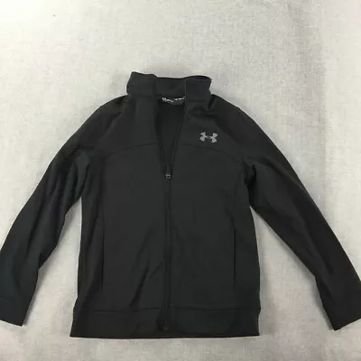 Under Armour Kids Boys Jacket Youth Size M Black Logo Zip-Up Windbreaker • $24.97