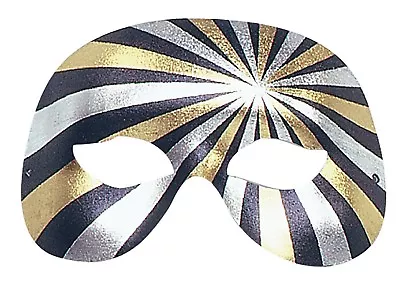 Venetian Masquerade Mens Quality Silver Gold & Black Harlequin Eye Party Mask • £4.50