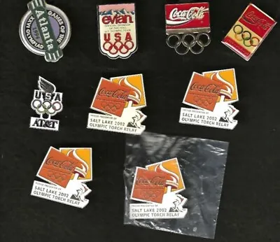 Olympic Lot Of 9 Pins Salt Lake 2002 Torch Relay Coca Cola Atlanta • $4.99