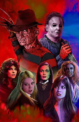 Freddy Krueger Michael Myers Hammer Girls Art Poster Print Mash Up Scott Jackson • $30