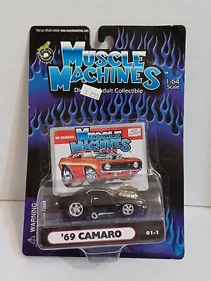 ‘69 Chevy Camaro Z/28 Black 2000 Muscle Machines Blown Engine NIP Diecast 1:64 • $11.40