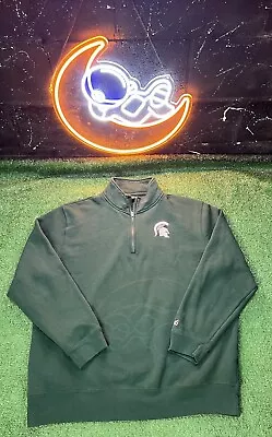 Michigan State Spartans Mens Sz XXL Green 1/4 Zip Pullover Sweatshirt Top World • $20