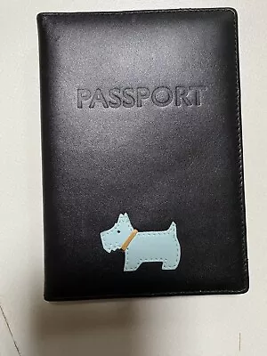 Radley Black Leather Passport Holder With Blue Dog - New Without Tags • £19.99