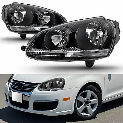 Pair Headlights Headlamps Black Housing For2005-2010 Volkswagen Jetta Sedan (A5) • $142.49