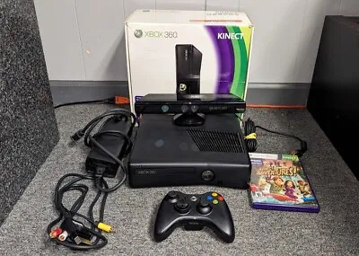 Microsoft Xbox 360 Slim With Kinect & Controller IN BOX 4GB Tested Working • $130