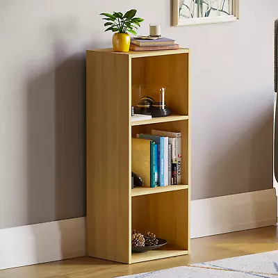 SALE 3 Tier Cube Bookcase Shelf Display Storage Unit Living Room Furniture Oak • £14.99