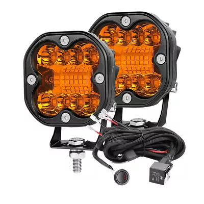 2x3  Motorcycle/E-Bike Headlight LED Combo Fog Lights Amber Driving ATV W/Wiring • $54.98