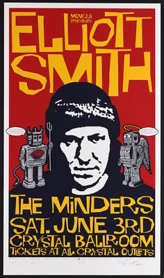 Elliott Smith The Minders Poster 2000 Crystal Ballroom Portland Mike King Scarce • $329.99