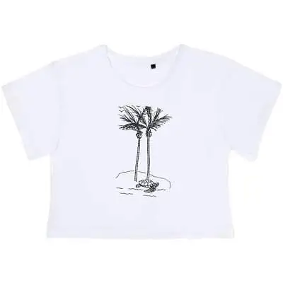 'Desert Island & Turtle' Women's Cotton Crop Tops (CO036800) • $15.15