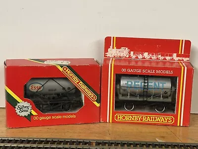 2 Hornby OO Gauge Model Railway 4 Wheel Fuel Oil Tank Wagons R008 R025 • £0.99