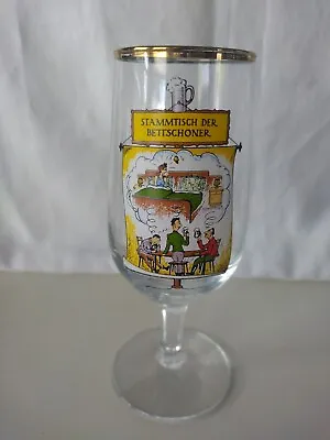 Vintage Stemmed German Beer/Wine Glass Cartoon Stammtisch Der Bettschoner • $9.99